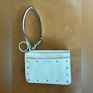 Coach Cream Wristlet with Silver Studs